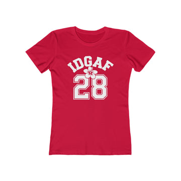 IDGAF 28 Floral Womens L'Atomique Boyfriend Graphic Tee