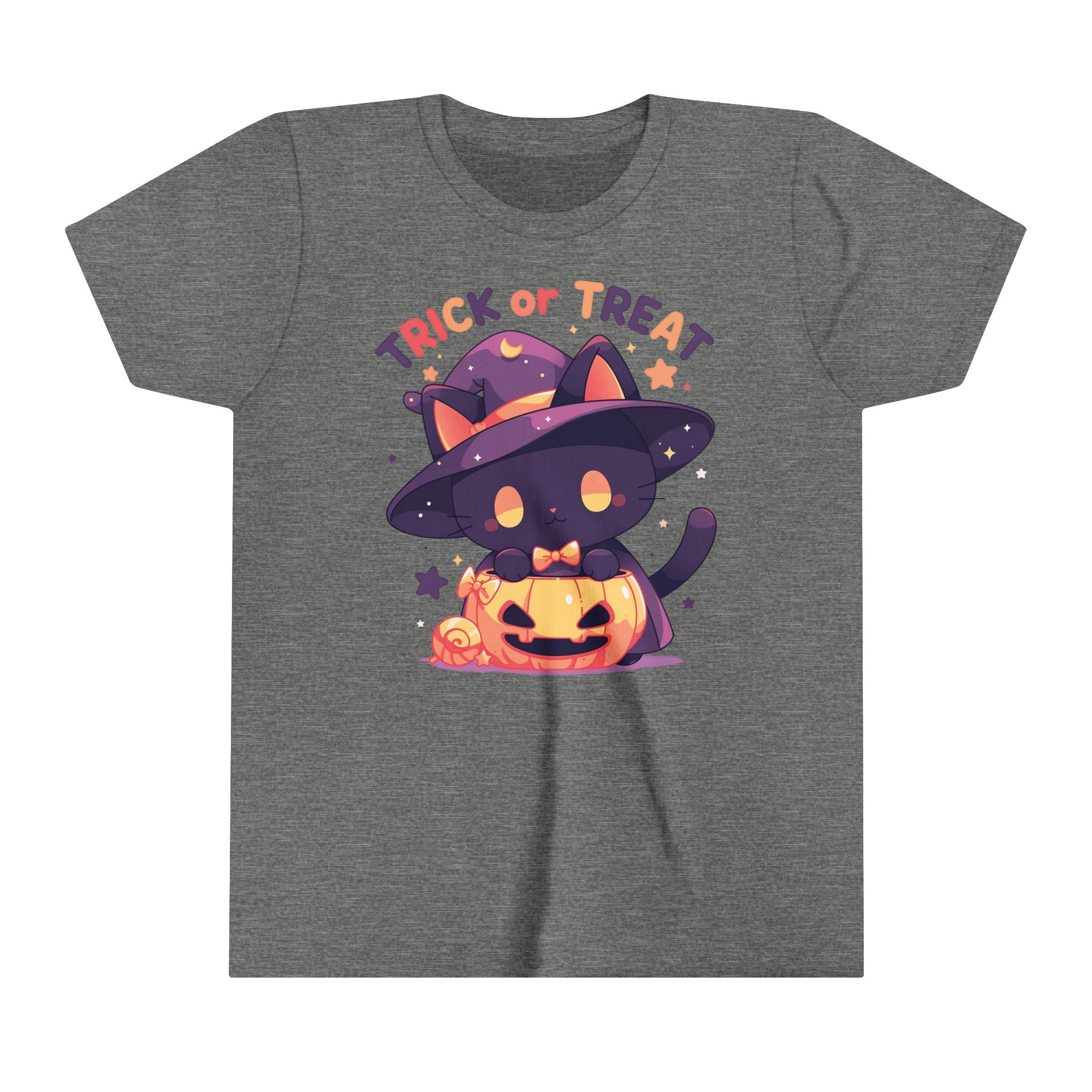 Copy of Trick Or Treat Witch Kitty Pumpkin Cauldron Girls Halloween Short Sleeve Tee