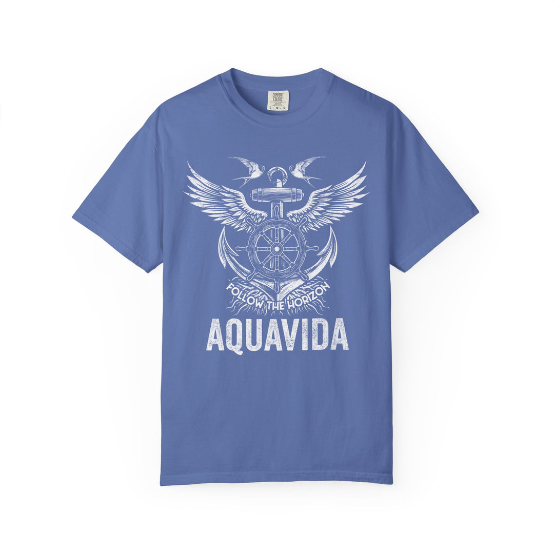 Follow The Horizon Winged Anchor Mens AQUA VIDA Short Sleeve Tee