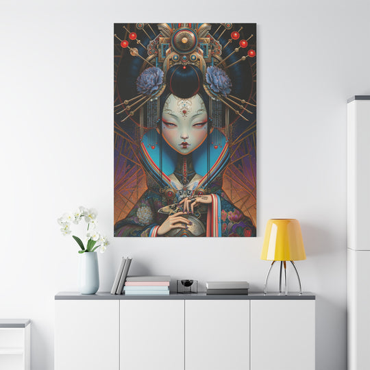 Regal Geisha Canvas Print — Surreal Portrait Wall Art