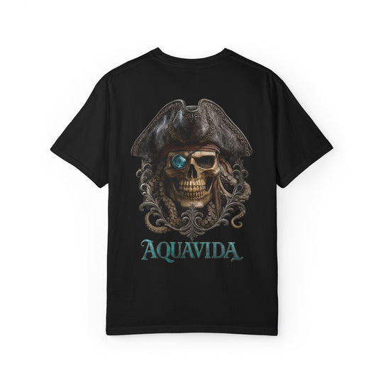 Captain Pirate Skull Mens AQUA VIDA Short Sleeve Tee