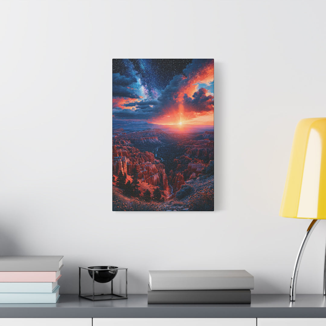 Canyon Under the Sunset Galaxy Canvas Wall Art