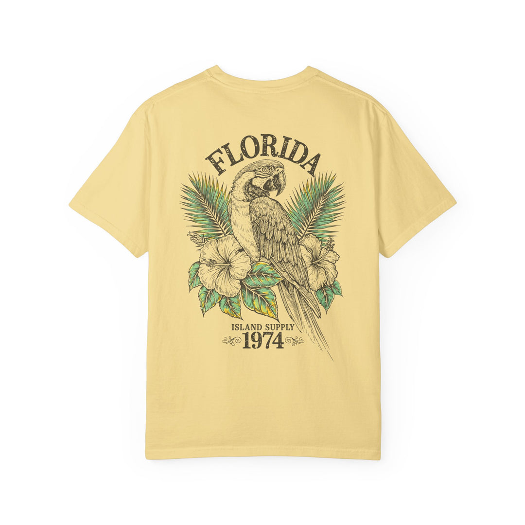 Florida Parrot T-Shirt Tropical Island Supply 1974 Mens AQUAVIDA Short Sleeve Tee
