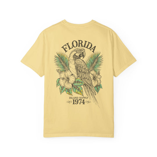 Florida Parrot T-Shirt Tropical Island Supply 1974 Mens AQUAVIDA Short Sleeve Tee