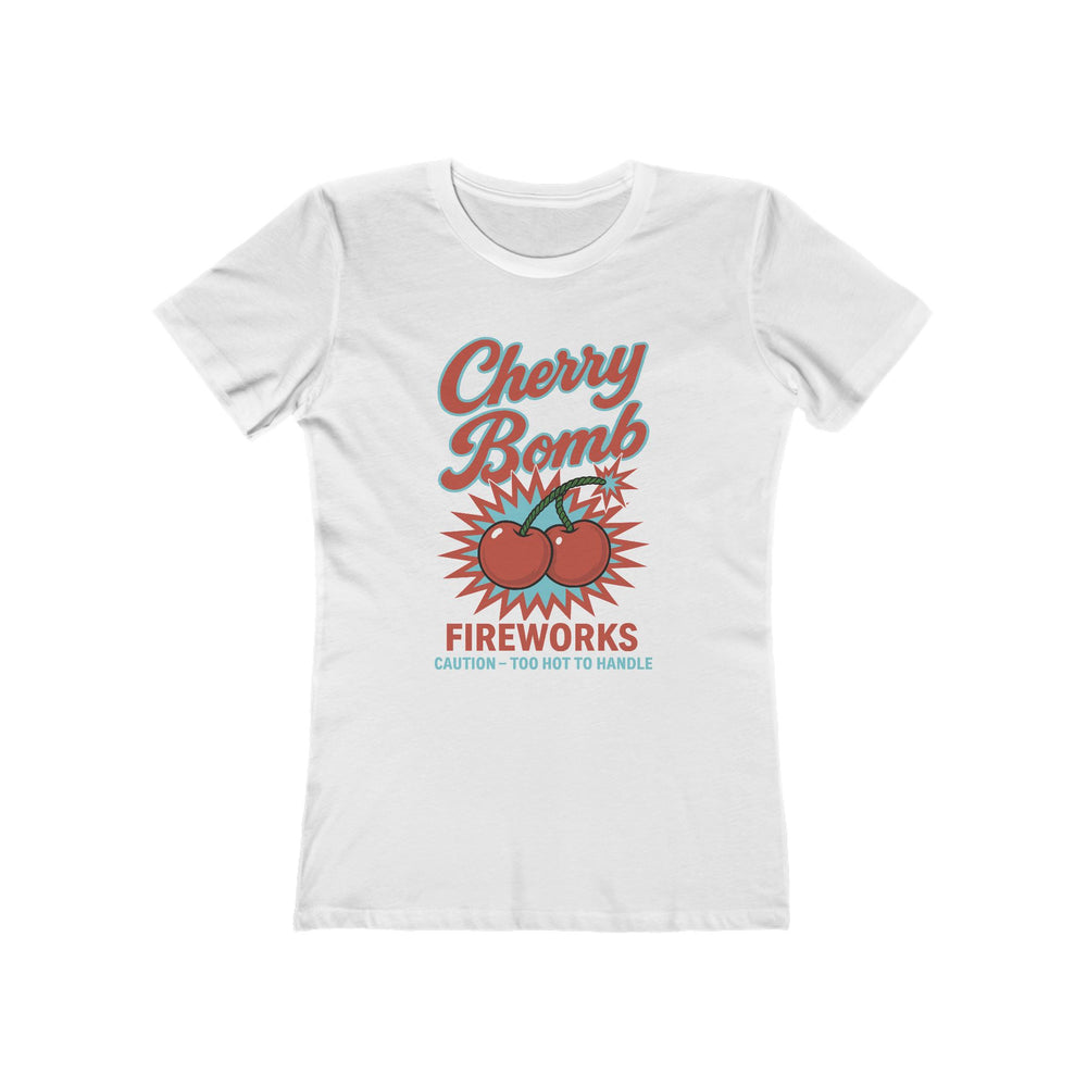 Cherry Bomb Fireworks 4th of July Liberty Womens L'Atomique Backyard Dept Boyfriend Graphic Tee