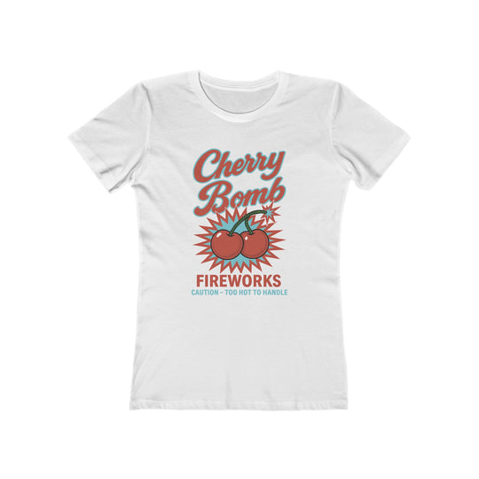 Cherry Bomb Fireworks 4th of July Liberty Womens L'Atomique Backyard Dept Boyfriend Graphic Tee