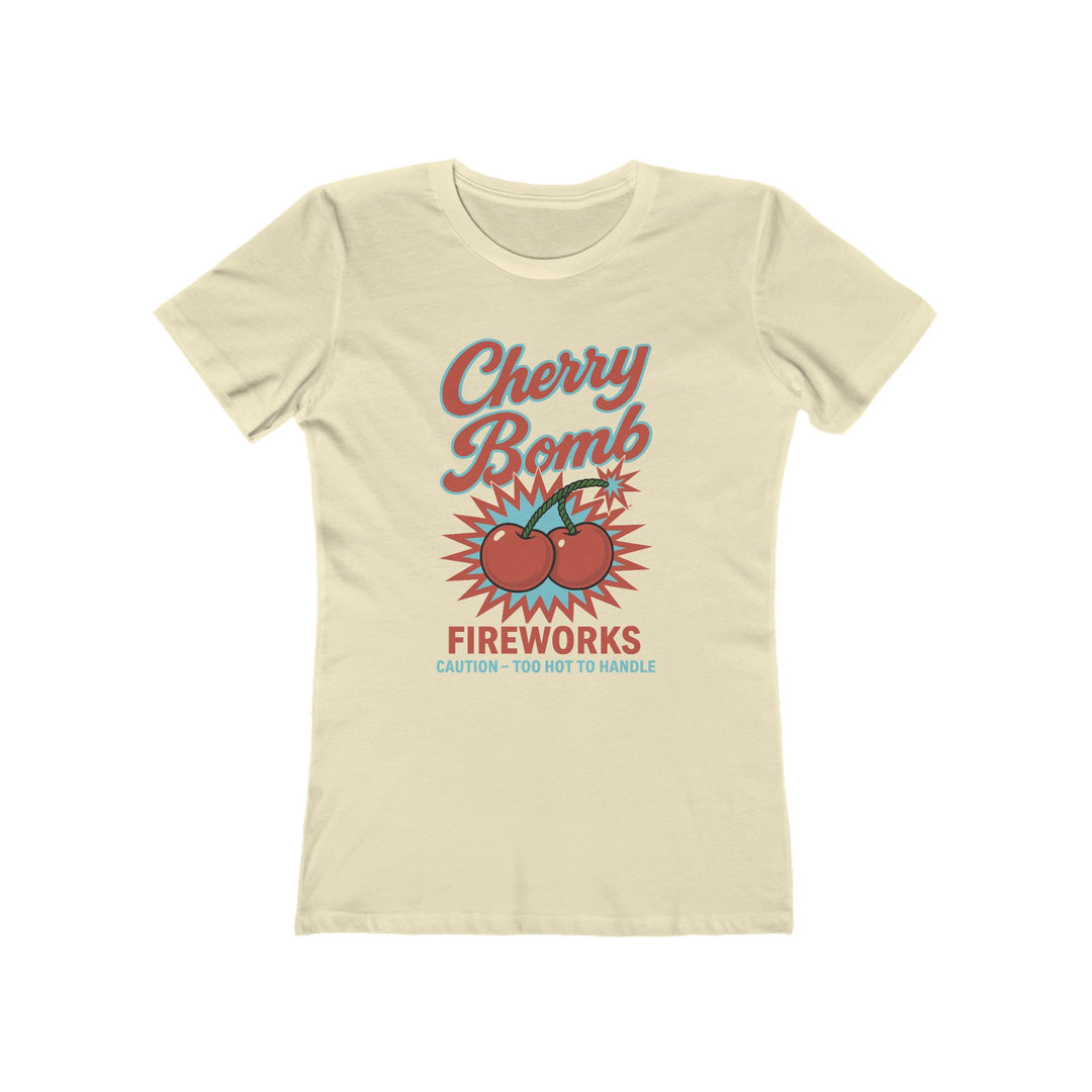 Cherry Bomb Fireworks 4th of July Liberty Womens L'Atomique Backyard Dept Boyfriend Graphic Tee