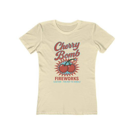 Cherry Bomb Fireworks 4th of July Liberty Womens L'Atomique Backyard Dept Boyfriend Graphic Tee
