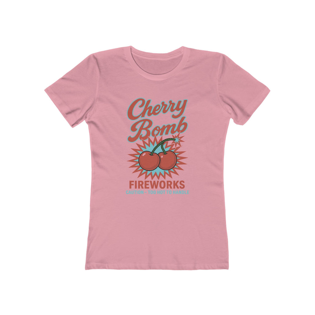 Cherry Bomb Fireworks 4th of July Liberty Womens L'Atomique Backyard Dept Boyfriend Graphic Tee