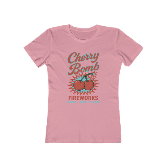 Cherry Bomb Fireworks 4th of July Liberty Womens L'Atomique Backyard Dept Boyfriend Graphic Tee