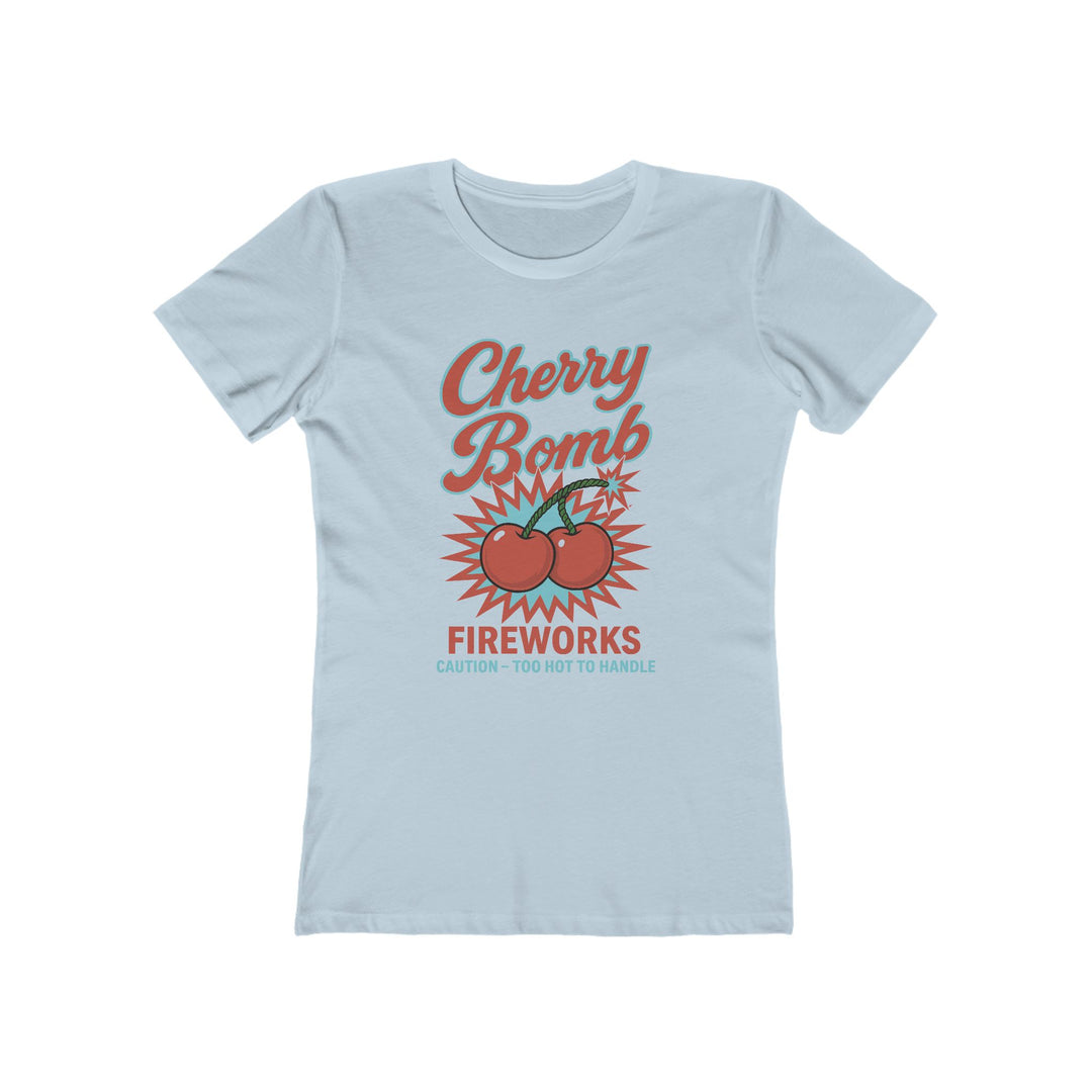 Cherry Bomb Fireworks 4th of July Liberty Womens L'Atomique Backyard Dept Boyfriend Graphic Tee