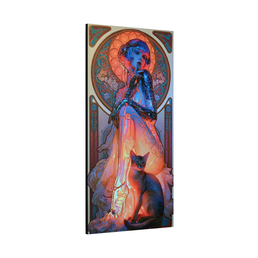 Art Nouveau Cat Muse Matte Stretched Canvas Print Wall Art