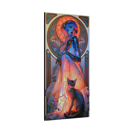 Art Nouveau Cat Muse Matte Stretched Canvas Print Wall Art
