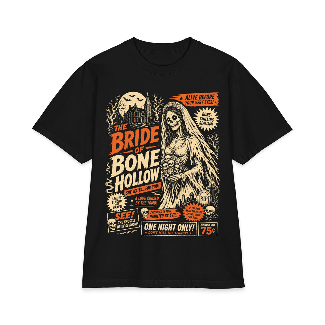 Bride Of Bone Hollow Retro Poster Heavyweight Boxy Fit Halloween Tee