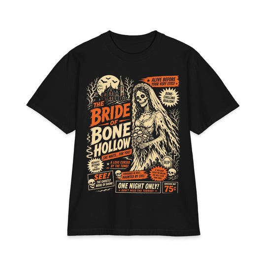 Bride Of Bone Hollow Retro Poster Heavyweight Boxy Fit Halloween Tee