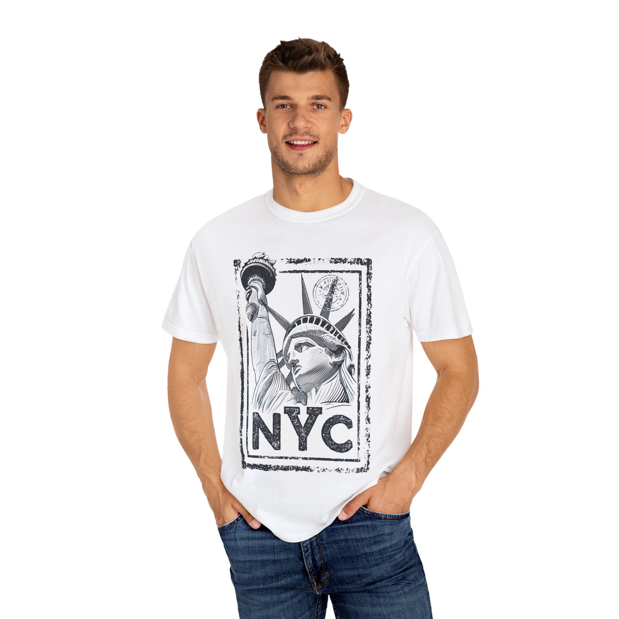 NYC LIBERTY STATUE VINTAGE Mens WUNDERLAND Destination Short Sleeve Tee