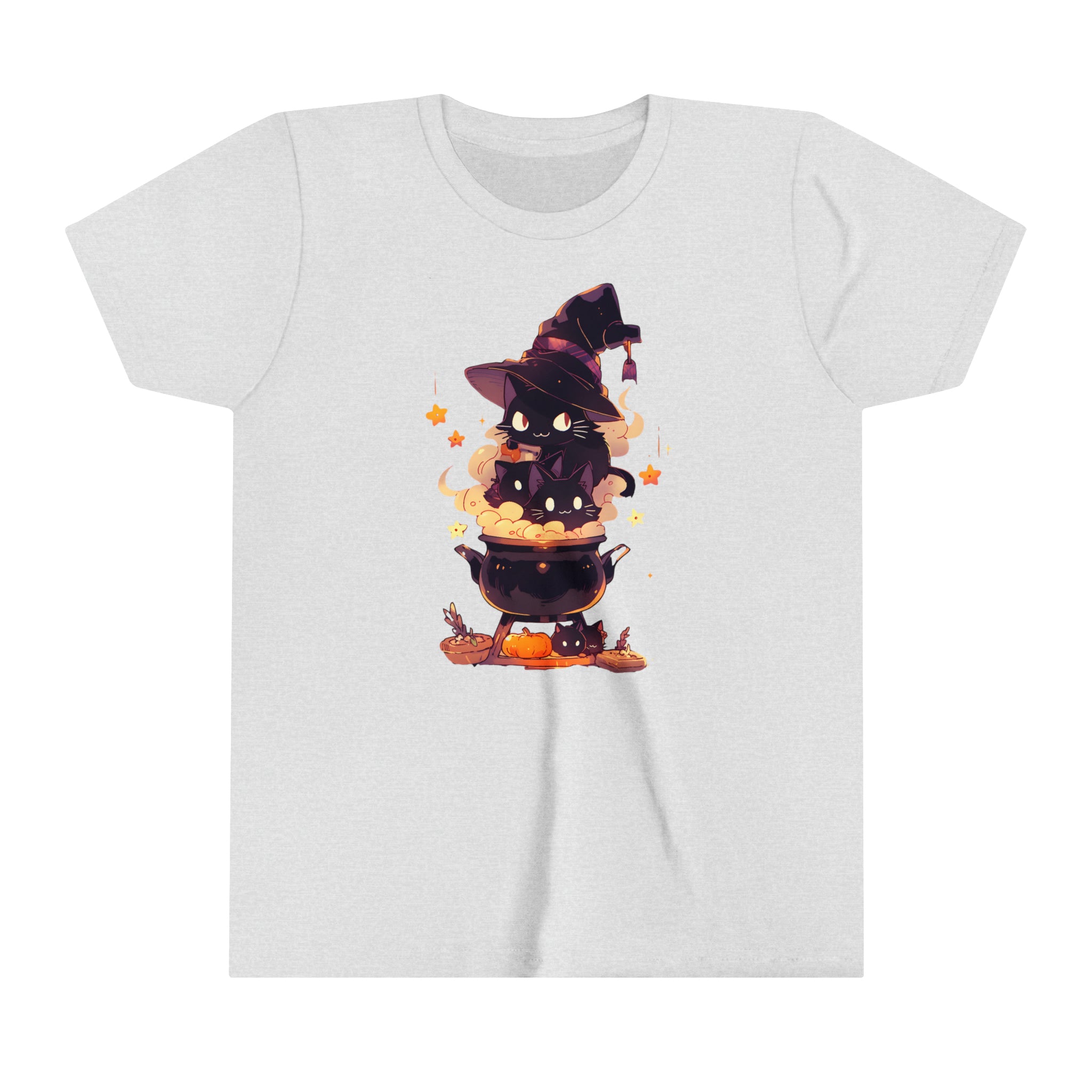 Witch Kitty Girls Halloween Short Sleeve Tee