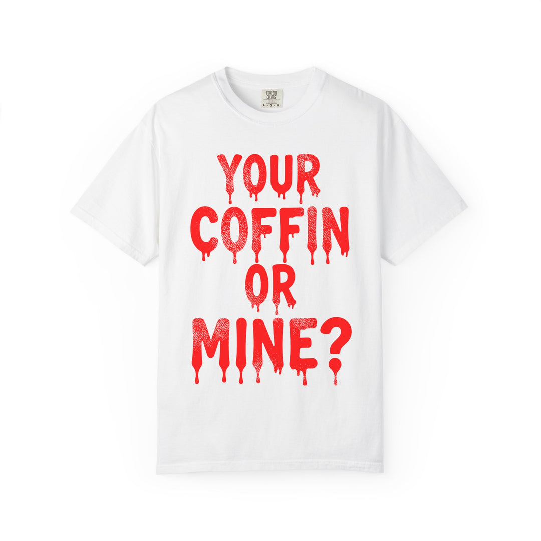 Your Coffin Or Mine? Womens WUNDERLAND Backyard Dept Halloween Booteek Short Sleeve Tee