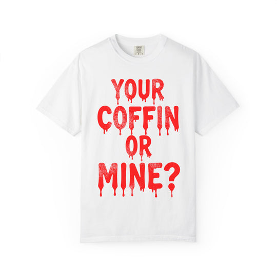 Your Coffin Or Mine? Womens WUNDERLAND Backyard Dept Halloween Booteek Short Sleeve Tee