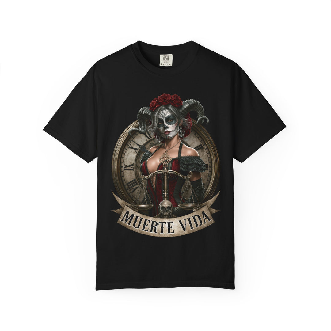 Skull Lady Day of the Dead Gothic Graphic Tee Mens Muerte Vida Short Sleeve Tee