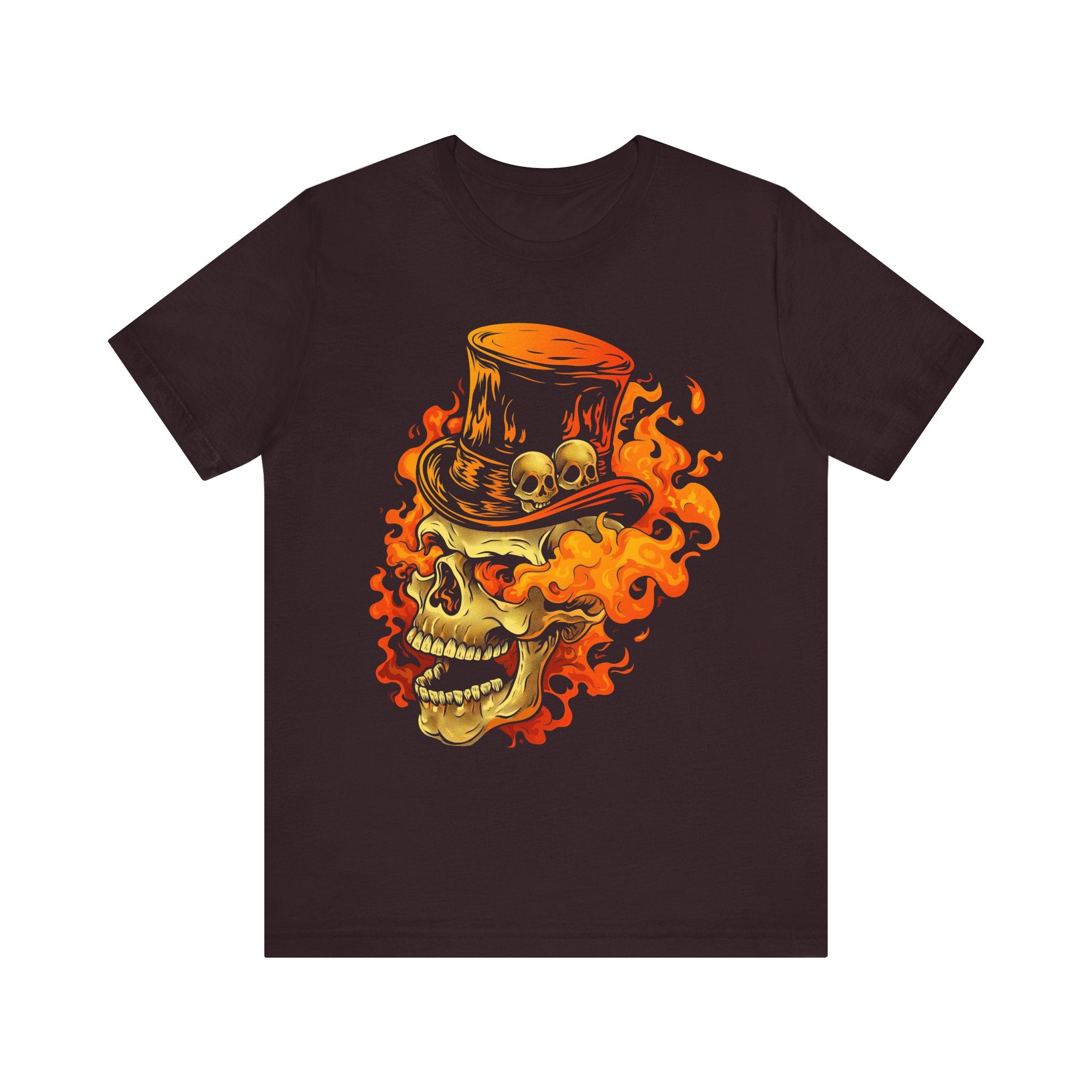 Flaming Tophat Skull Mens Halloween Booteek Jersey Short Sleeve Tee