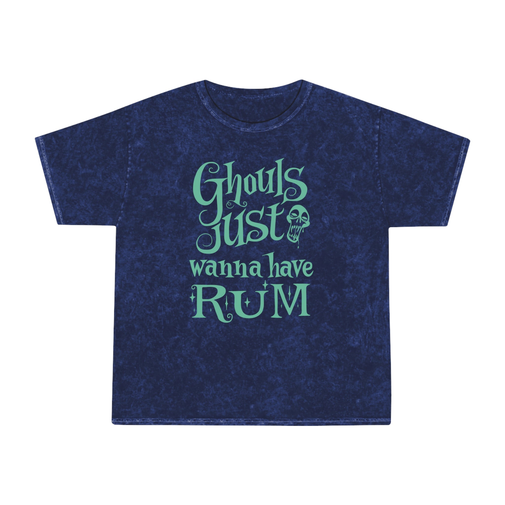 Ghouls Just Wanna Have Rum Womens Halloween Booteek Mineral Wash T-Shirt