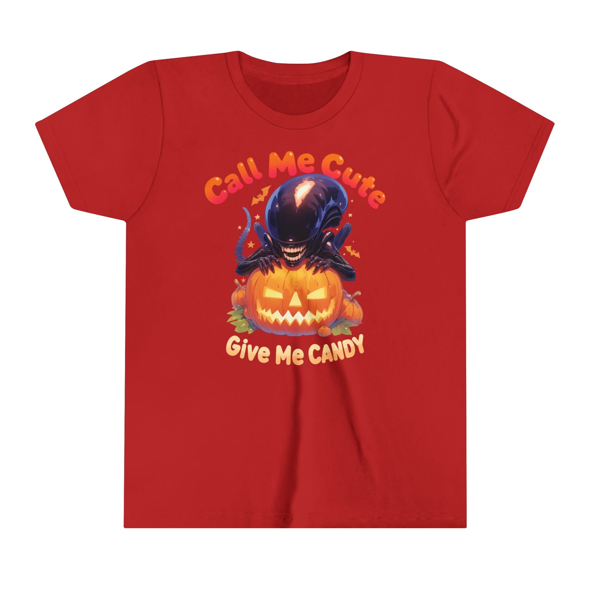 Call Me Cute Give Me Candy Girls Halloween Short Sleeve Tee