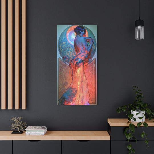 Art Nouveau Canvas Print — Elegant Femme Fatale Stretched Wall Art
