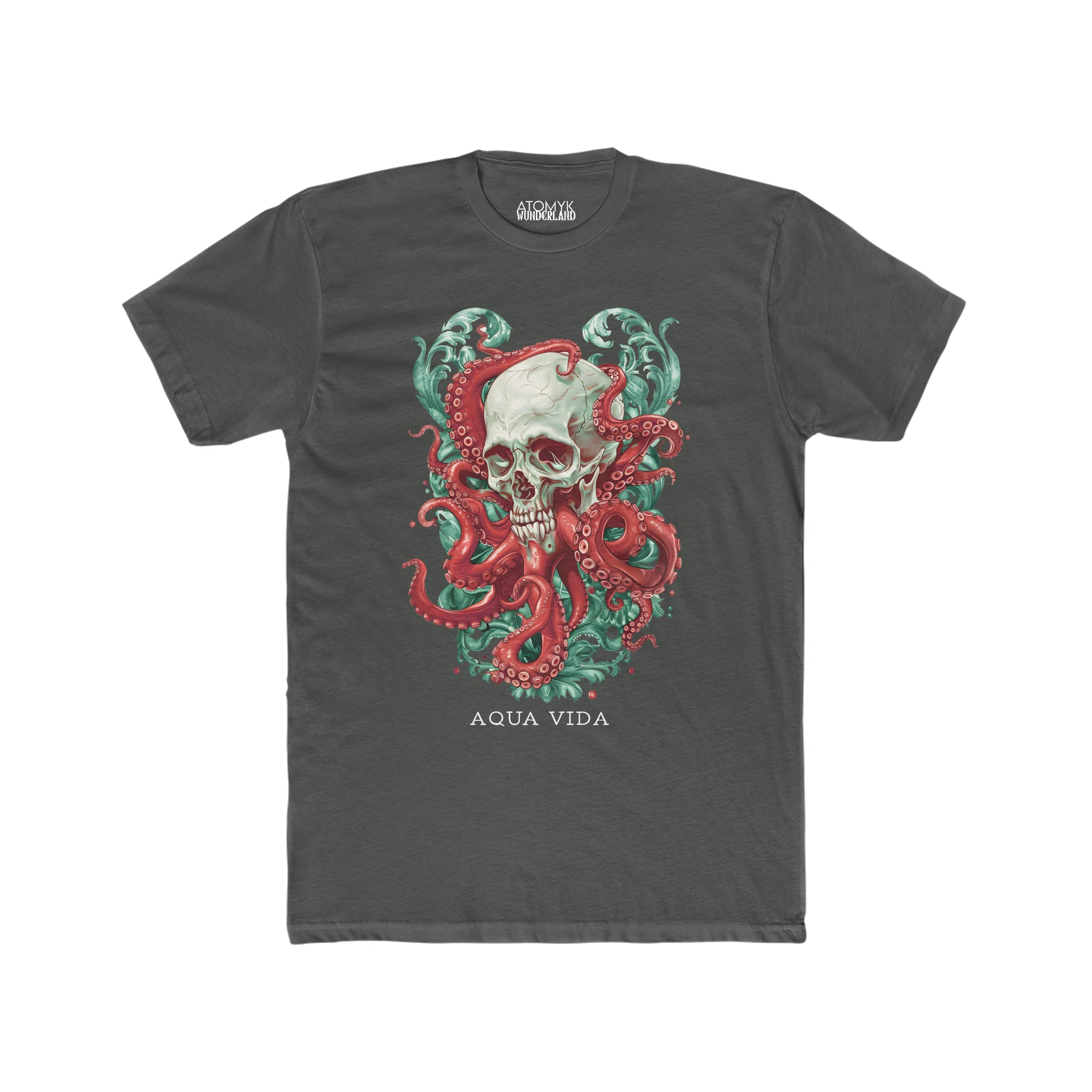 Aqua Vida Kraken Skulls Mens Graphic Tee