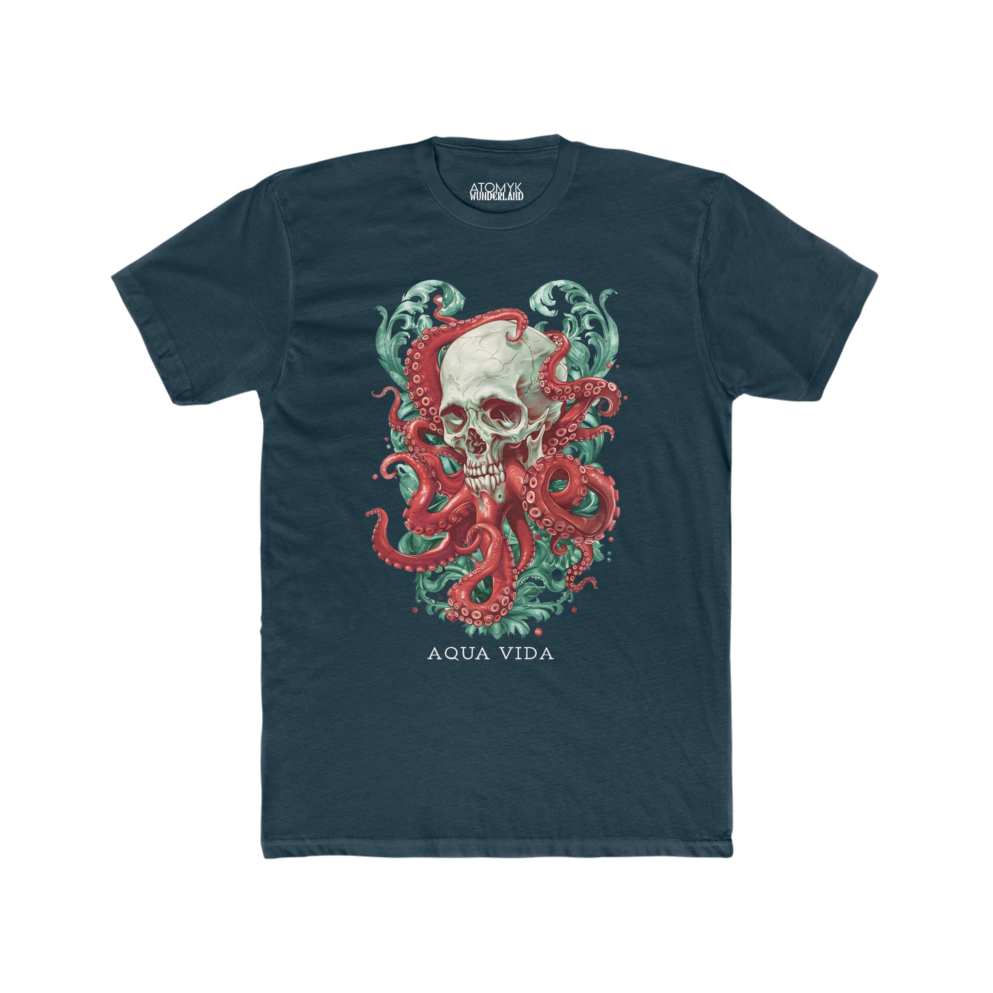 Aqua Vida Kraken Skulls Mens Graphic Tee