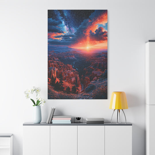 Canyon Under the Sunset Galaxy Canvas Wall Art