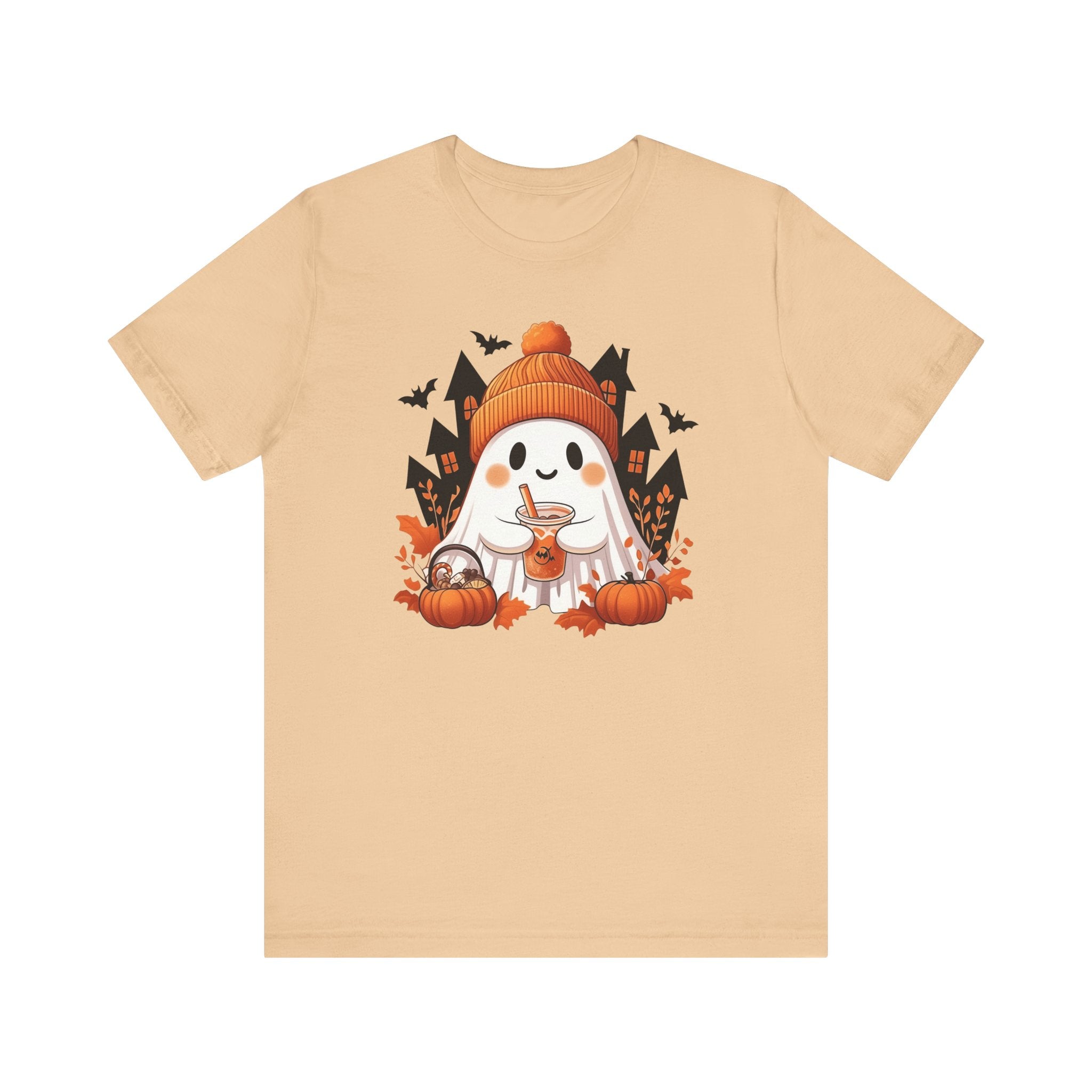 Pumpkin Spice Ghost Womens Halloween Booteek Jersey Short Sleeve Tee