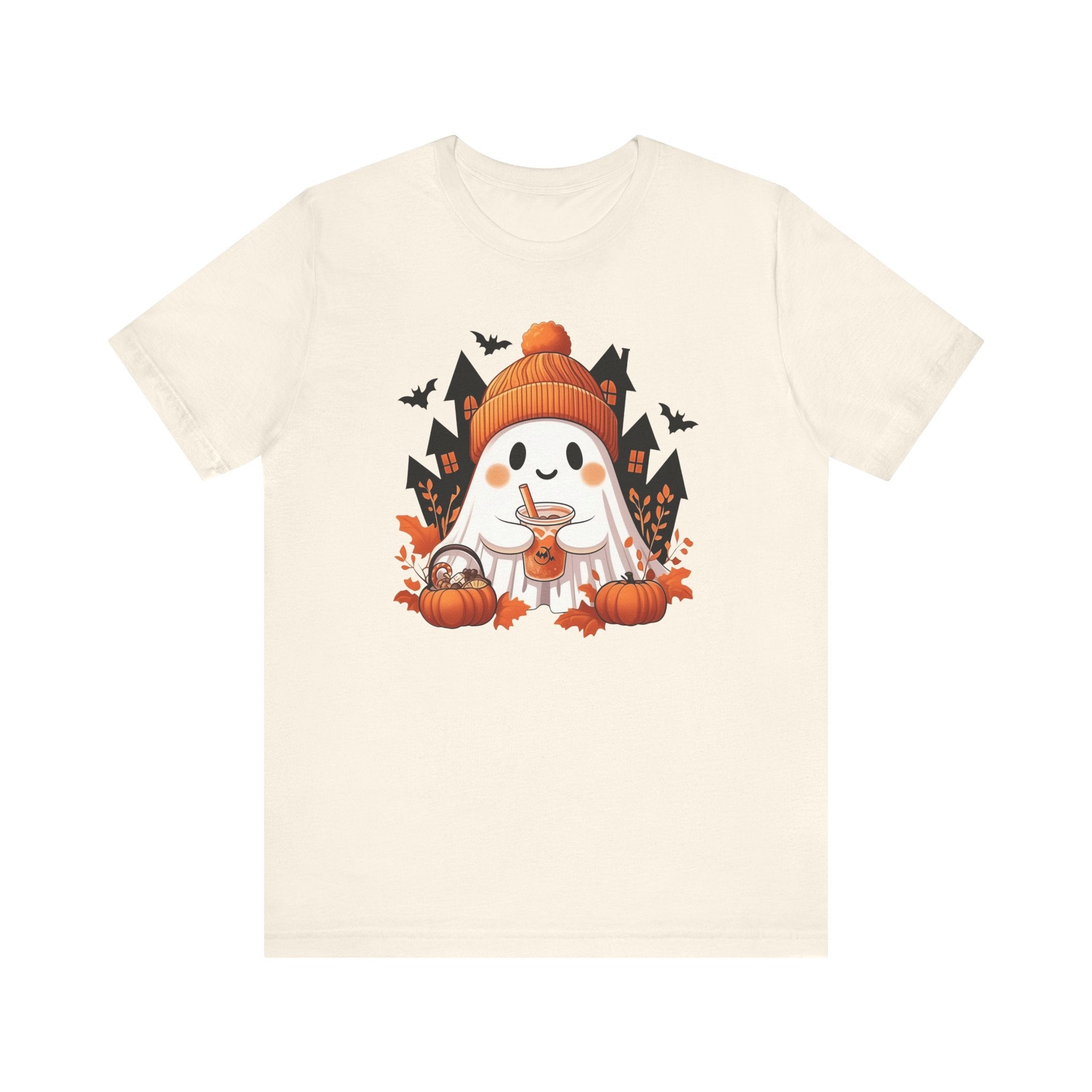 Pumpkin Spice Ghost Womens Halloween Booteek Jersey Short Sleeve Tee