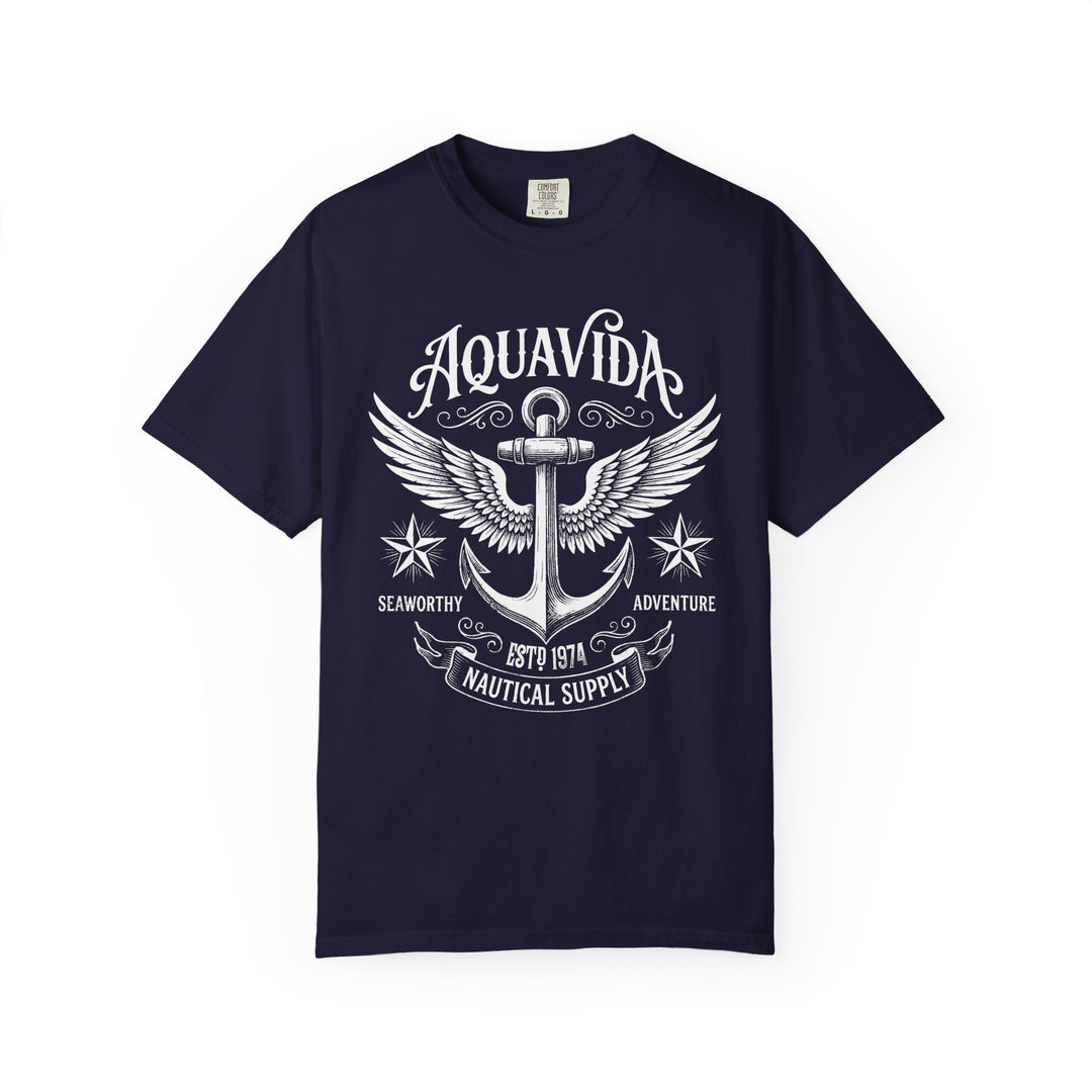 Anchor Wings Nautical Vintage Seaworthy Adventure Mens AQUAVIDA Short Sleeve Tee