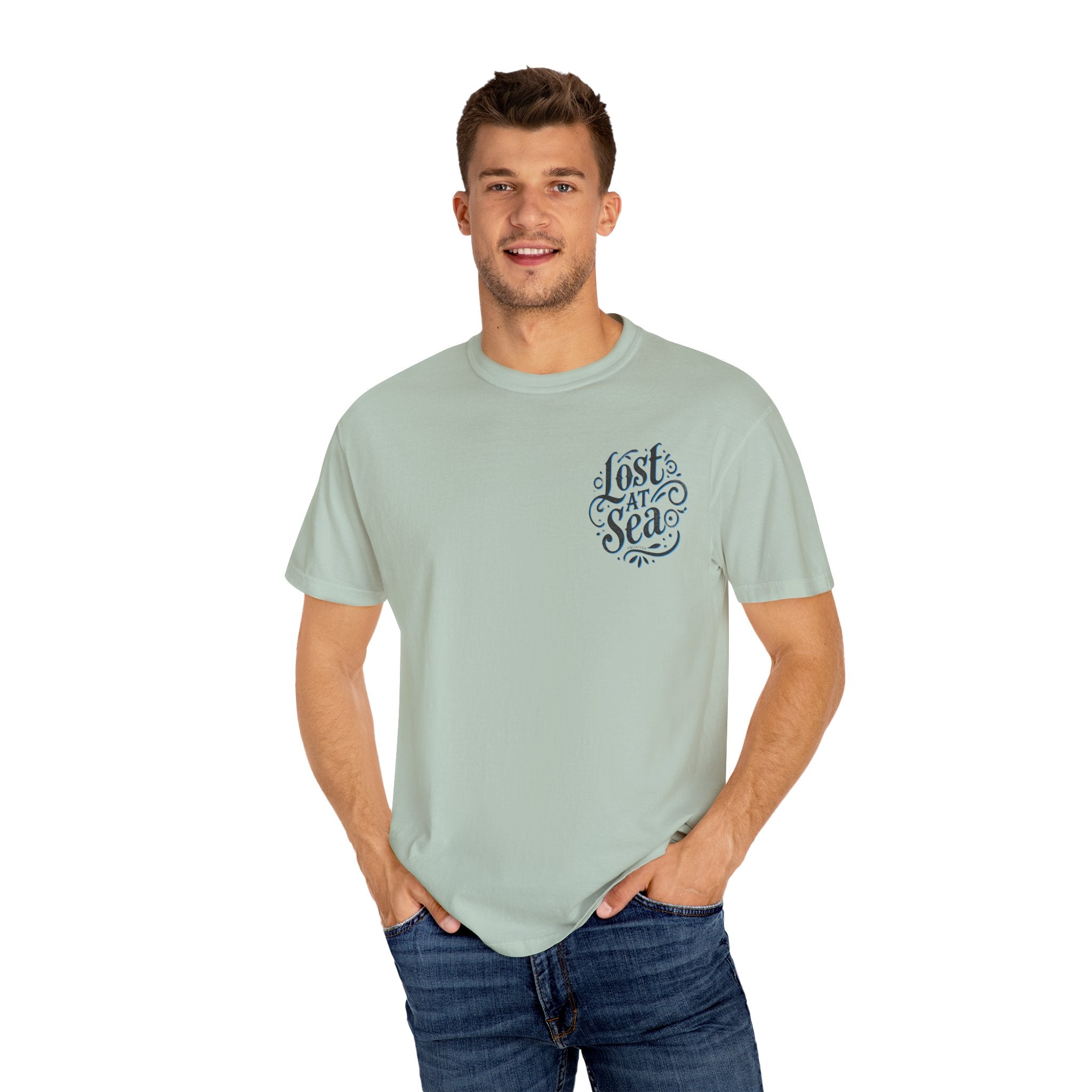 LOST AT SEA NAUTICAL COMPASS SKULLS Mens AQUA VIDA Short Sleeve Tee
