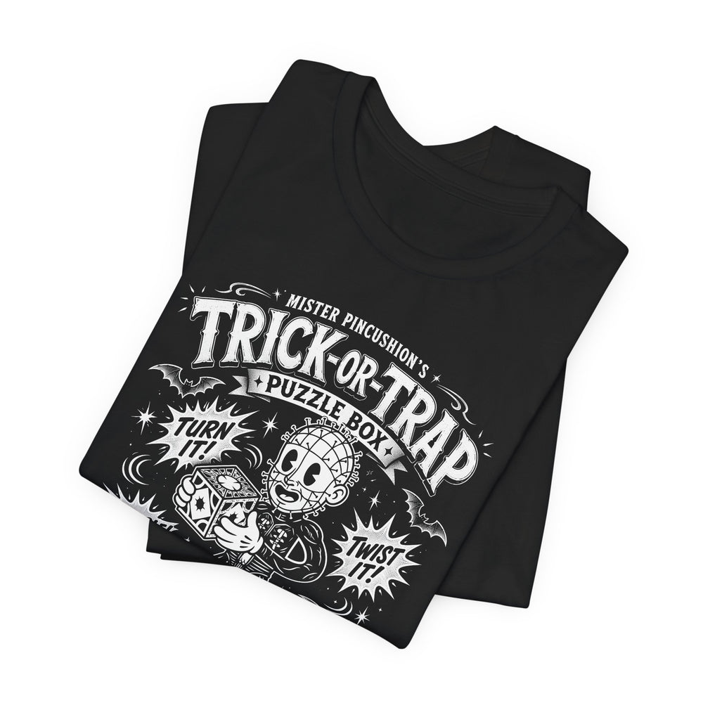 Mr. Pincushion's Trick-or-Trap Puzzle Box Men's Halloween Classic Fit Tee