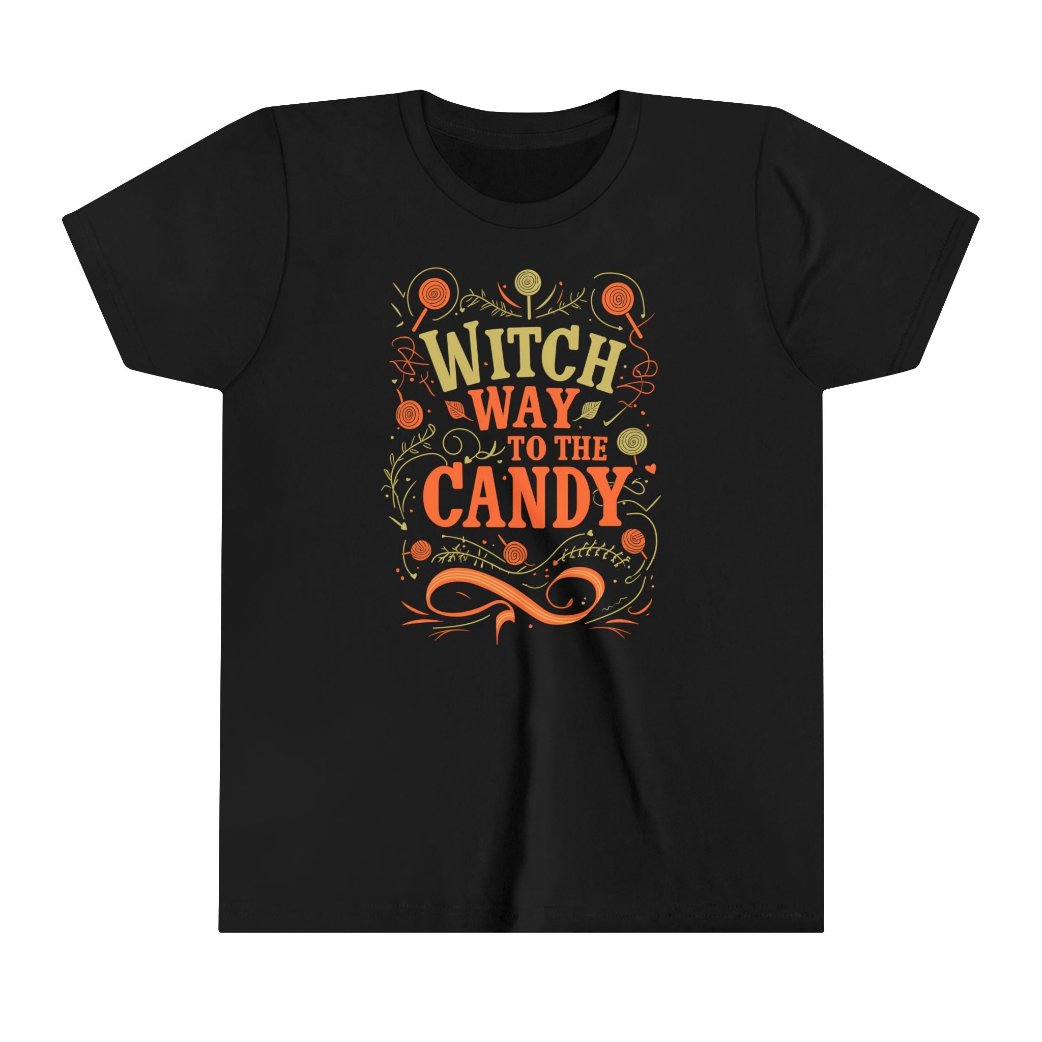 Witch Way To The Candy Lolipops Girls Halloween Short Sleeve Tee