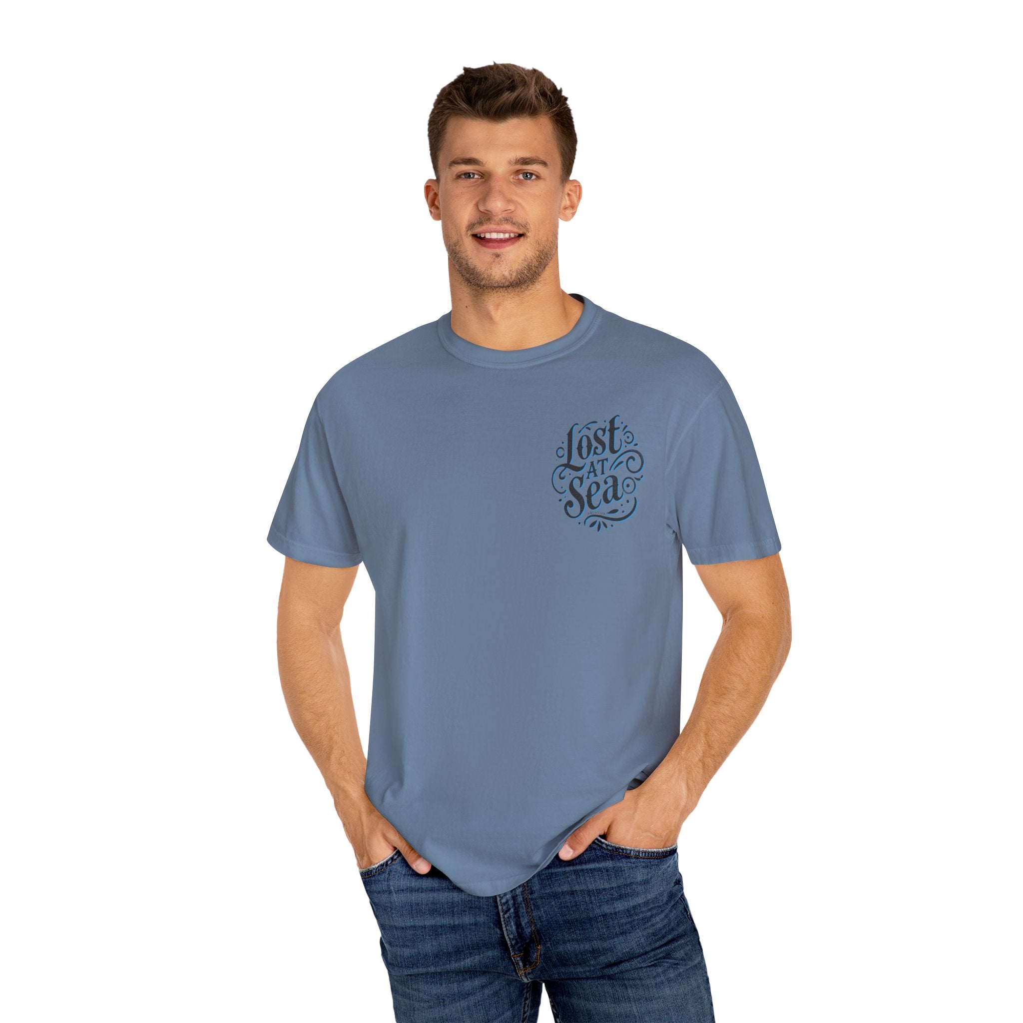 LOST AT SEA NAUTICAL COMPASS SKULLS Mens AQUA VIDA Short Sleeve Tee
