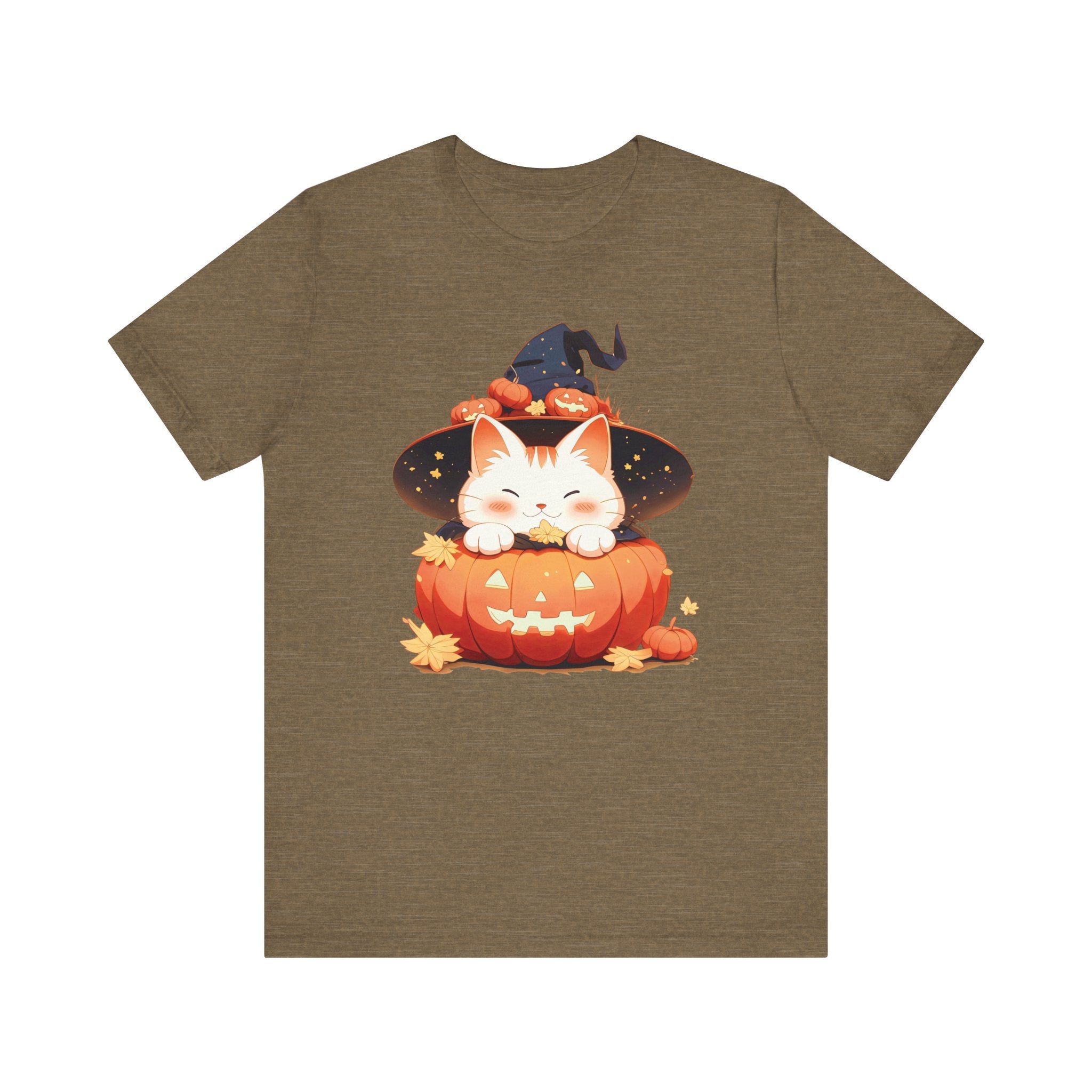 Cute Kitty Pumpkin Witch Womens Halloween Booteek Jersey Short Sleeve Tee