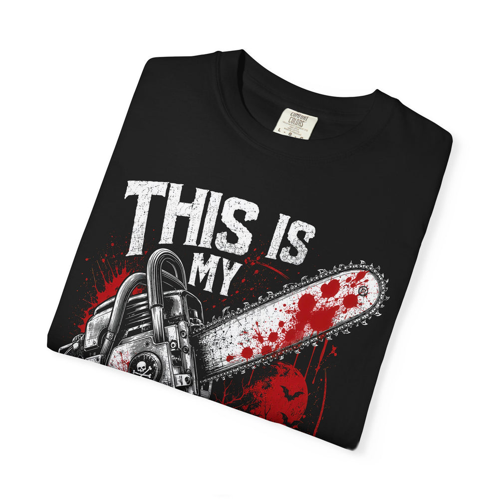 This is My Emotional Support Chainsaw Funny Mens WUNDERLAND Halloween Booteek Short Sleeve Tee