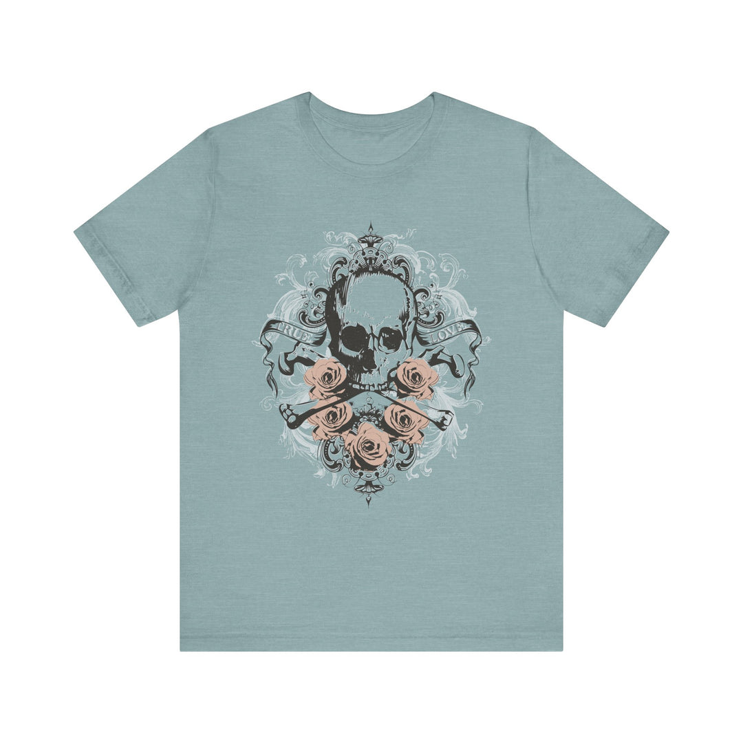 True Love Skull & Roses Vintage Womens L'Atomique Relaxed Graphic Short Sleeve Tee
