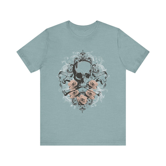 True Love Skull & Roses Vintage Womens L'Atomique Relaxed Graphic Short Sleeve Tee