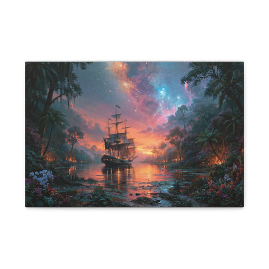 Twilight on the Bay Print Matte Stretched Canvas Wall Art