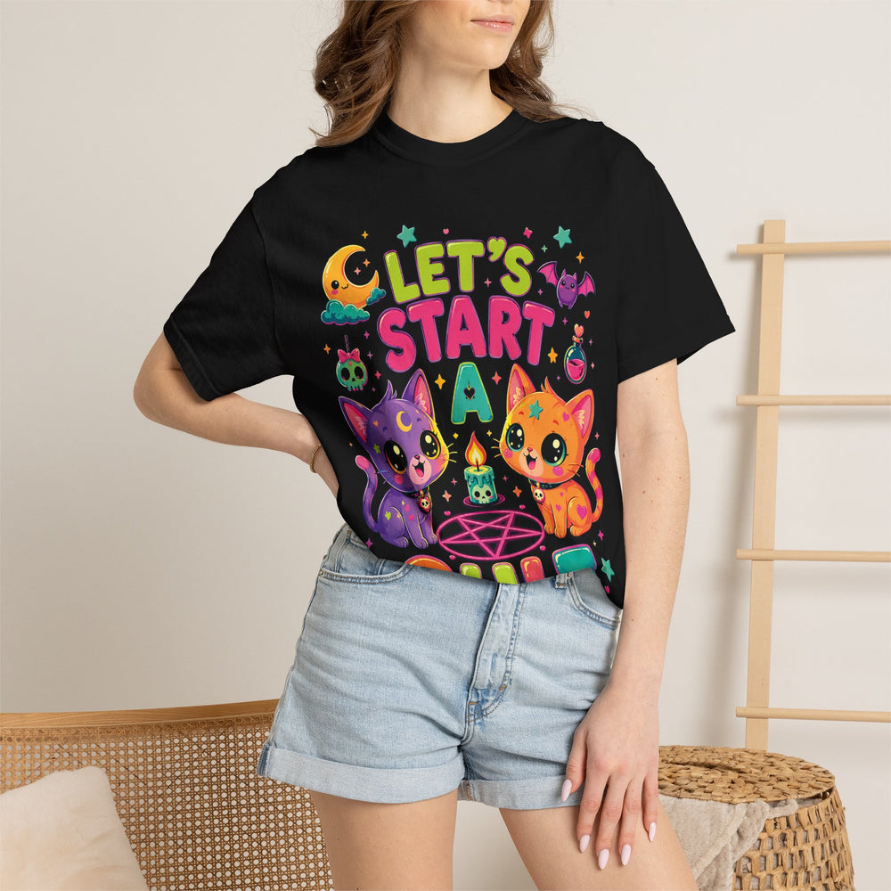 Let’s Start a Cult Cute Cats Kawaii Witchcraft Womens WUNDERLAND Halloween Booteek Short Sleeve Tee
