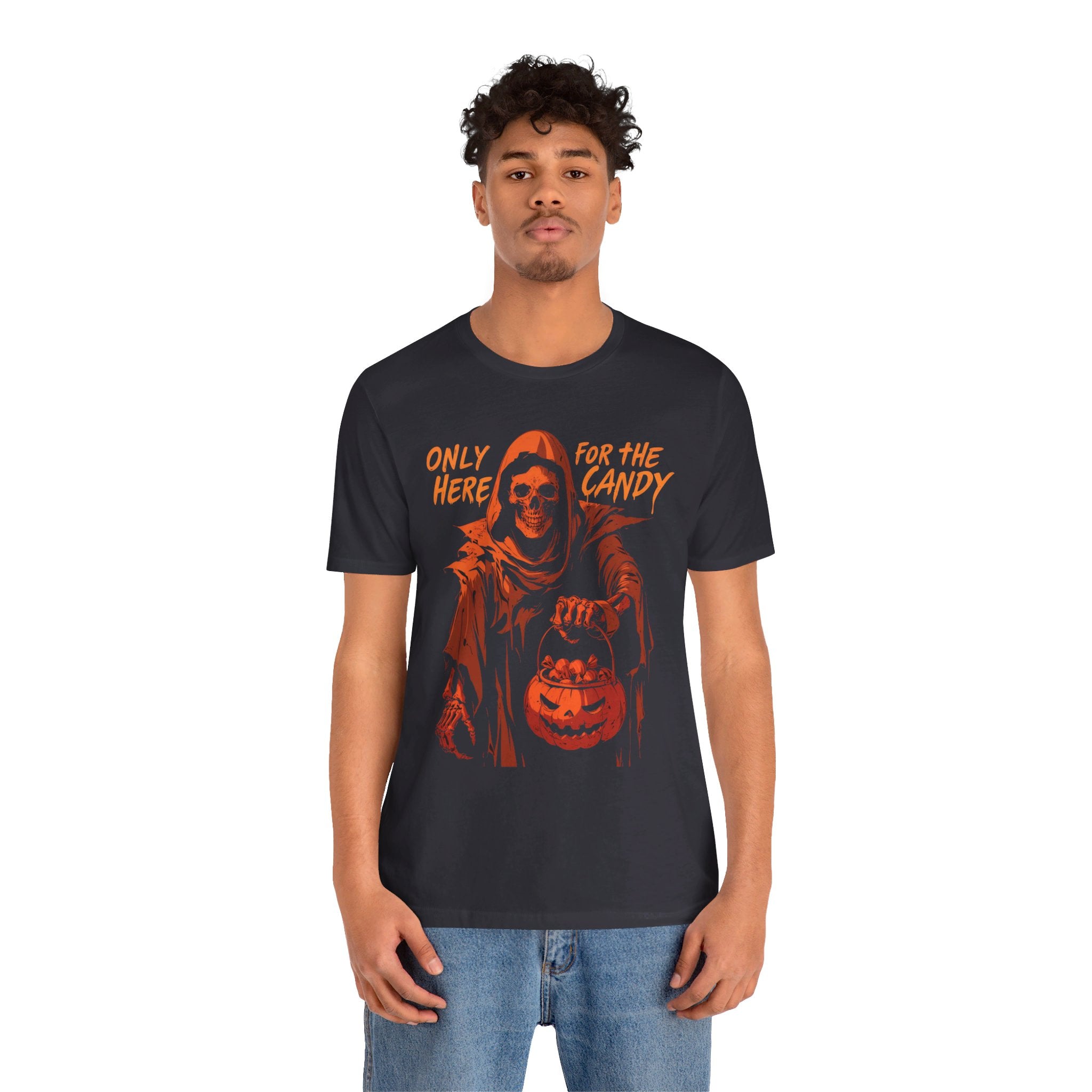 Only Here For The Candy Mens Halloween Booteek Jersey Short Sleeve Tee