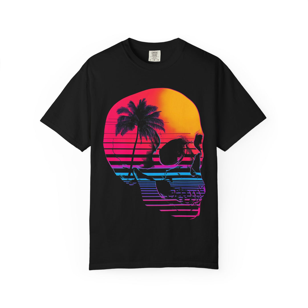 Synthwave Sunset Skull Mens WUNDERLAND Vibes Short Sleeve Tee