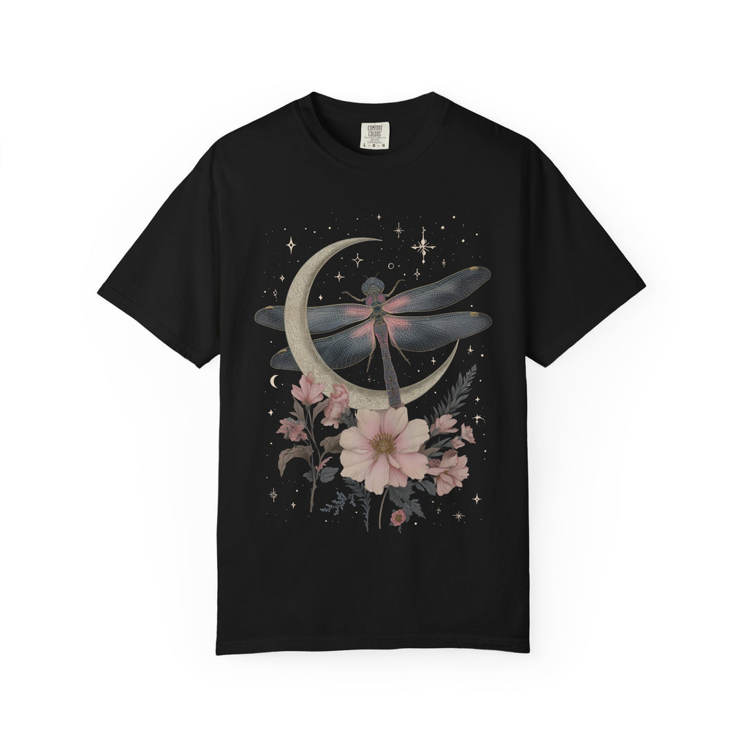 Dragonfly Floral Crescent Moon and Stars Boho Womens L&