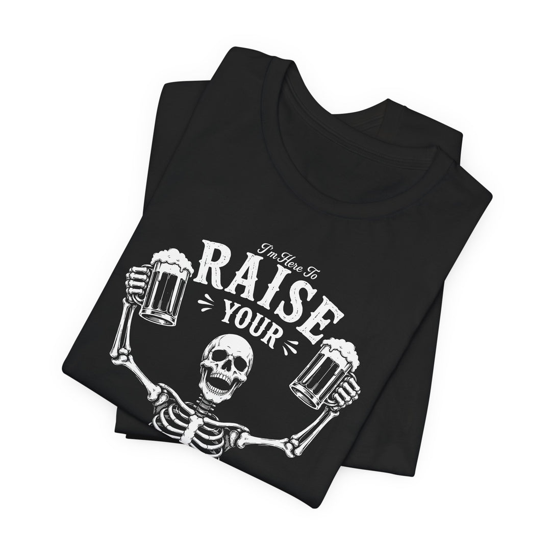 Raise Your Spirits Skeleton Funny Beer Men&