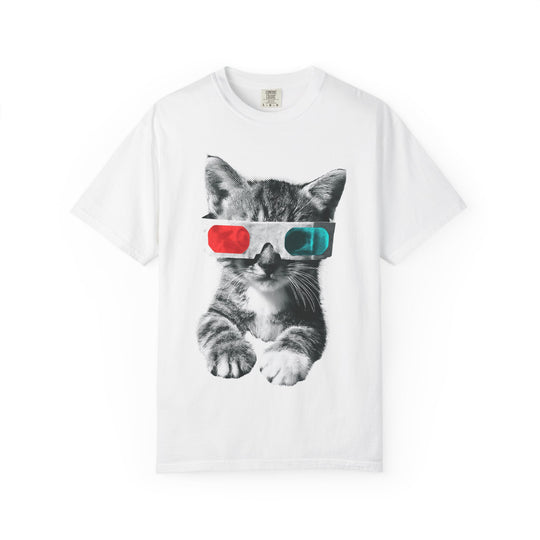 3D Glasses Kitten — Retro Cat Graphic Tee Womens L&