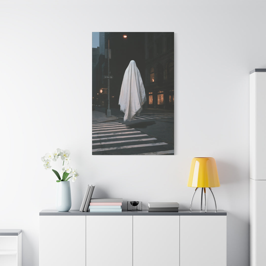 One Way Street Night Crossing Ghost Canvas Wall Art